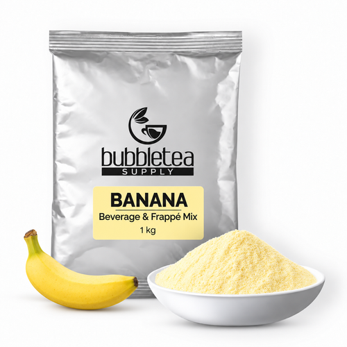 Banana Beverage & Frappé Mix 1 kg, Bubble Tea Supply packaging illustration